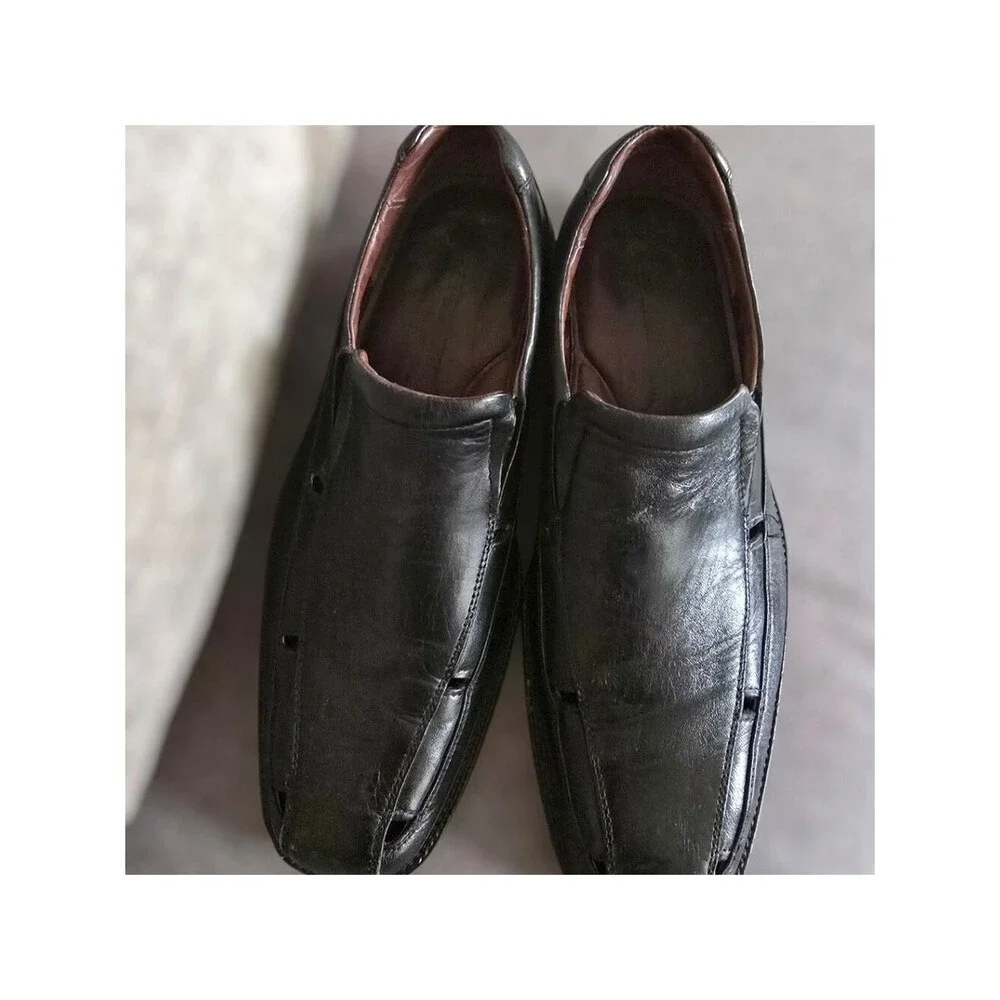 Johnston & Murphy Shoes Men's Size 8.5 8-1/2  Black Leather Loafers Slip On